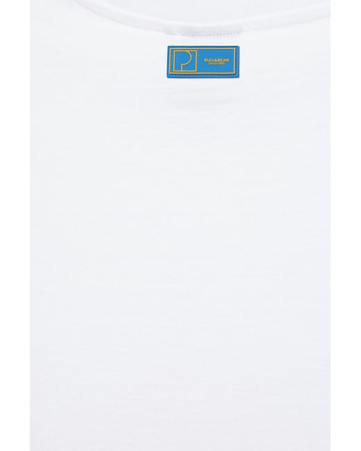 Pull&Bear White Lemon Embroidered Slogan T-Shirt for men
