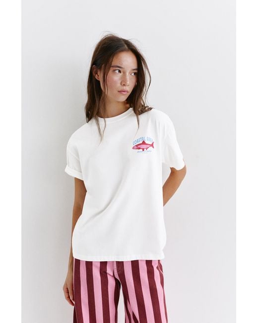 Pull&Bear Red Fish Graphic T-Shirt