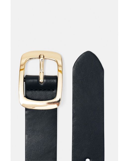 Pull&Bear Black Rectangular Buckle Belt