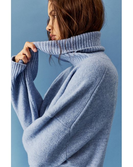 Pull&Bear Blue Soft Knit High Neck Jumper