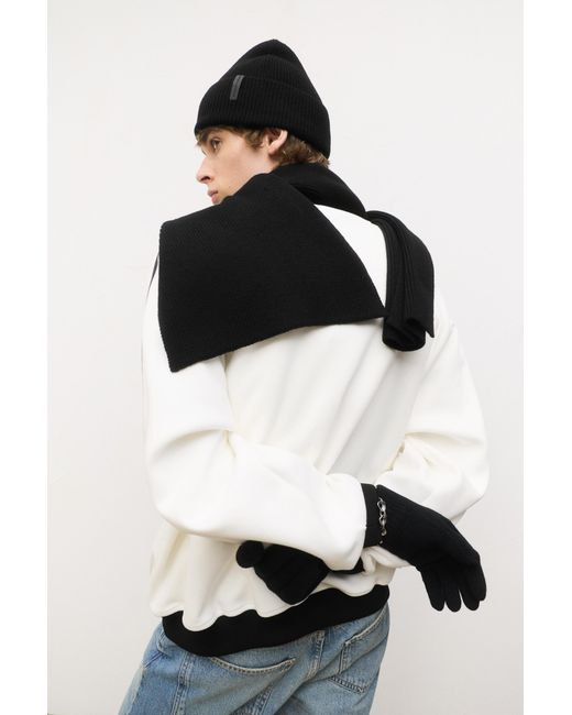Pull&Bear Black Knit Gloves for men