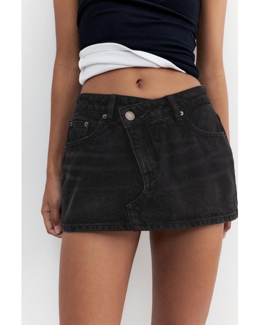 Pull&Bear Red Cross-Waist Denim Skort