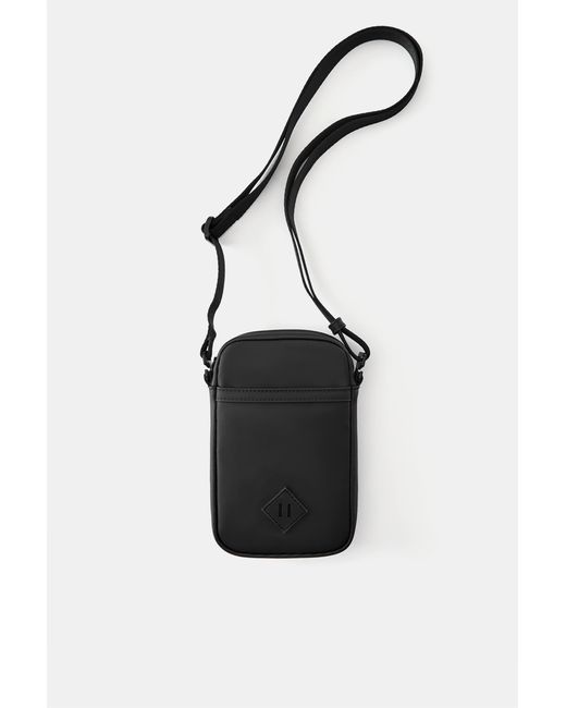 Pull&Bear Black Rubberised Crossbody Bag for men