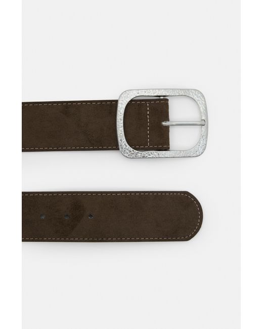 Pull&Bear Green Textured Buckle Belt