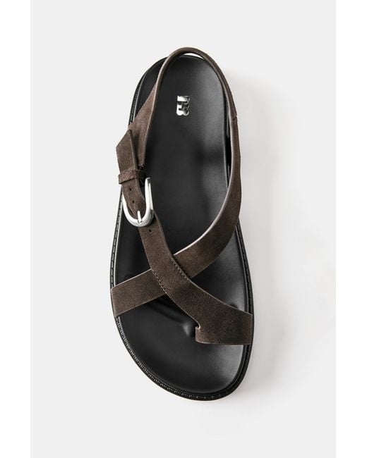 Pull&Bear White Flache Ledersandalen