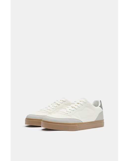 Pull&Bear White Casual Trainers With Detail for men
