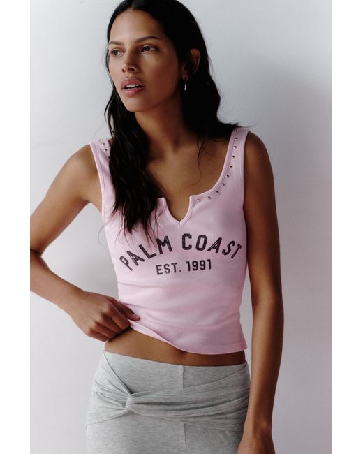 Pull&Bear Pink Studded Tank Top