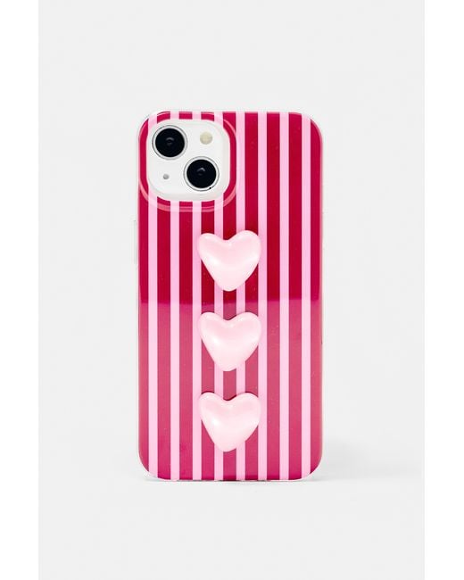 Pull&Bear Pink Striped Heart Iphone Case