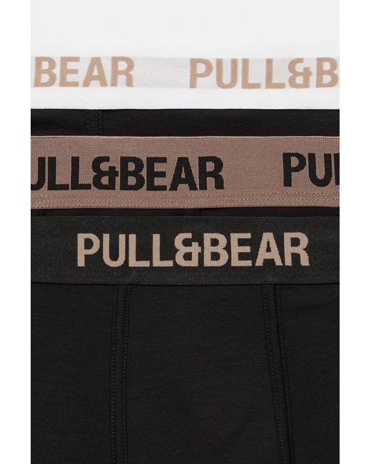 Pull&Bear Black 3-Pack Of Boxers With Logo for men