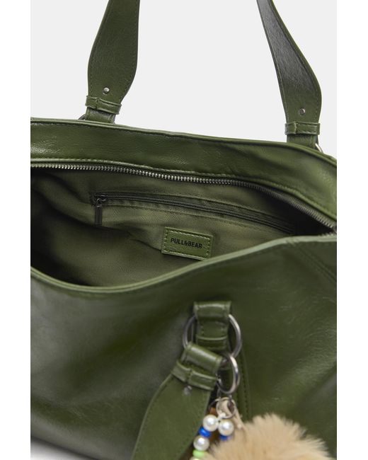 Pull&Bear Green Embellished Shopper Bag