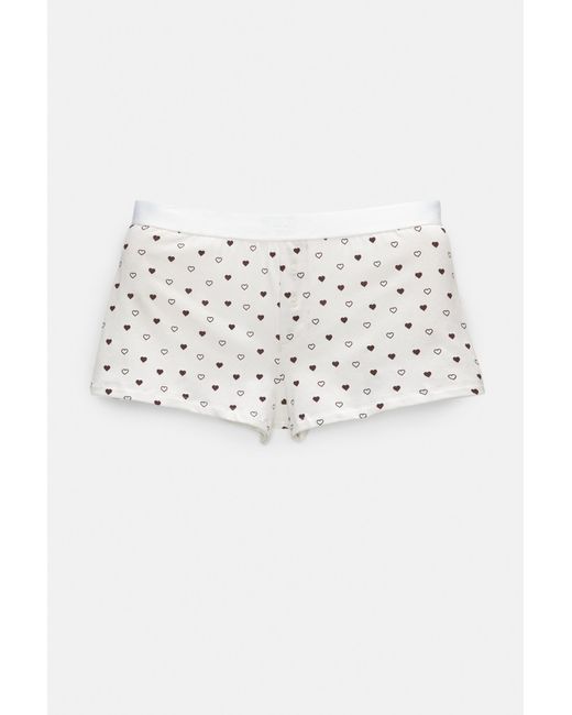 Pull&Bear White Boxershorts Mit Herzen
