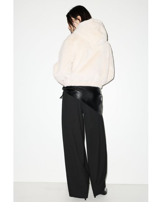Pull&Bear Brown Faux Fur Hooded Jacket