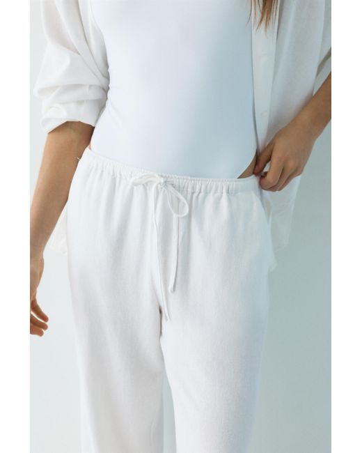 Pull&Bear Soepelvallende Broek Met Linnen in het White