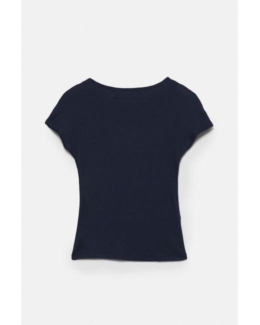 Pull&Bear Blue Fitted Short Sleeve T-Shirt