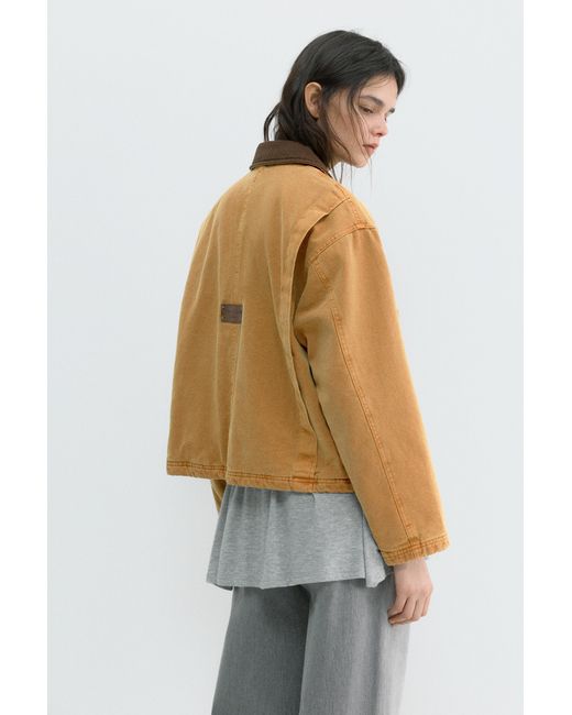 Pull&Bear Blue Jacket With Combined Collar