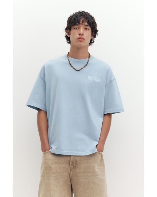 Pull&Bear Blue Stwd Boxy T-Shirt for men