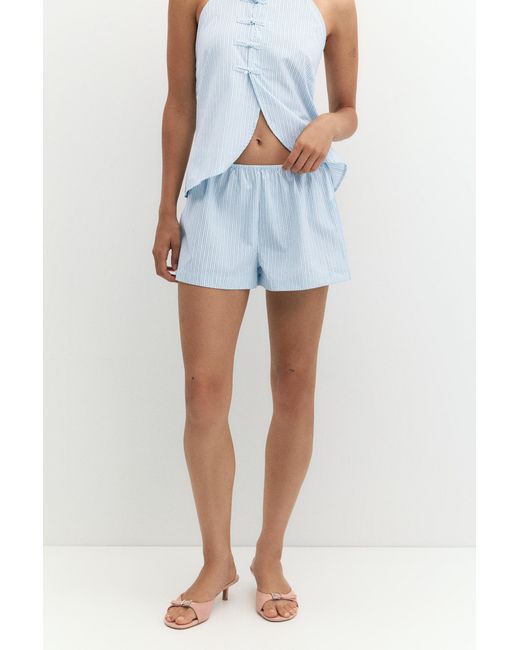 Pull&Bear Gestreepte Pyjamalook Short in het Blue
