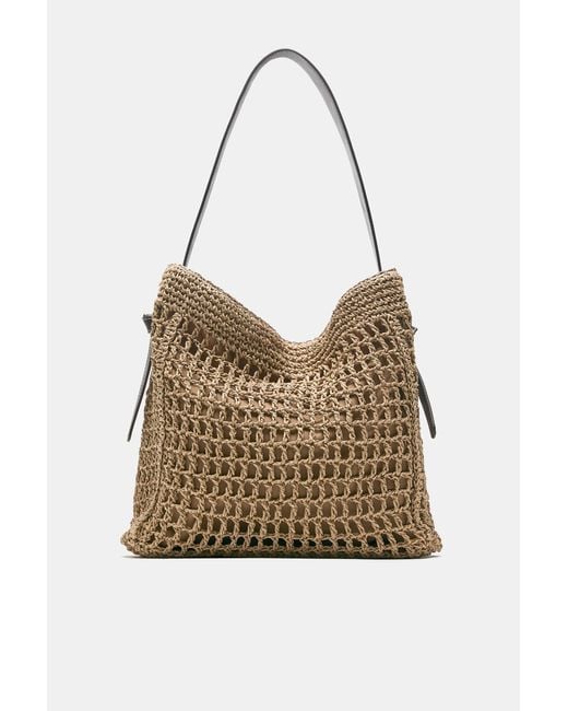 Pull&Bear Blue Woven Tote Bag