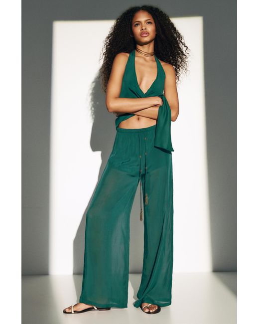 Pull&Bear Green Flowing Jogger Trousers