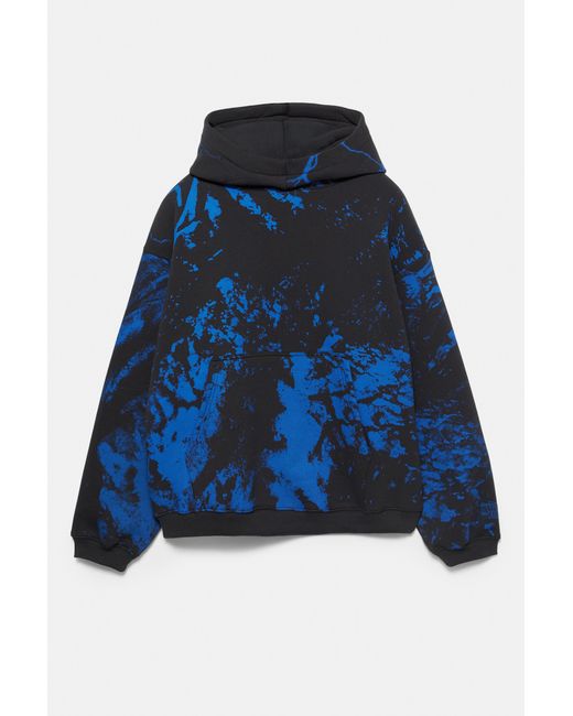 Pull&Bear Blue Stranger Things Tie-Dye Hoodie for men