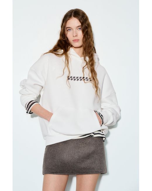 Pull&Bear White Star Hoodie