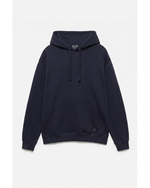 Pull&Bear Blue Basic Hooded Sweatshirt for men
