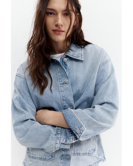 Pull&Bear Blue Worker Denim Overshirt