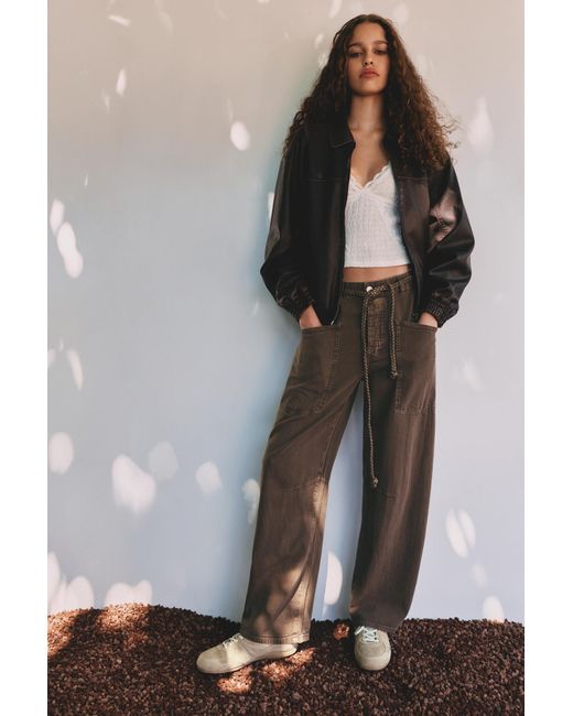 Pull&Bear Gray Baggy Pants With Drawstring