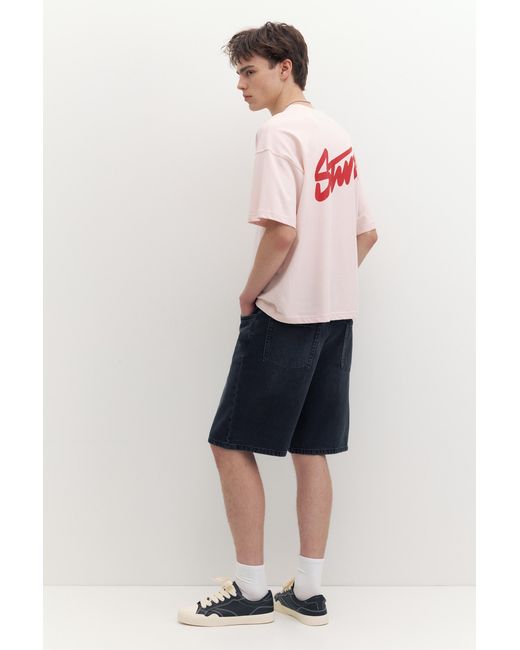 Pull&Bear White Stwd Logo Boxy T-Shirt for men