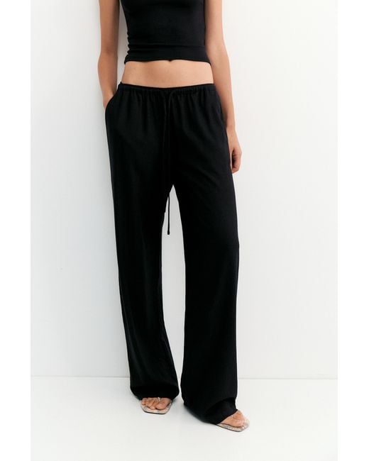 Pull&Bear Green Flowy Trousers With Linen