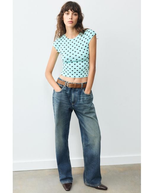 Pull&Bear Blue Fitted Short Sleeve T-Shirt