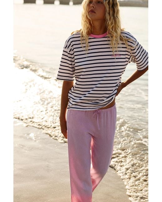 Pull&Bear Blue Oversize Striped T-Shirt