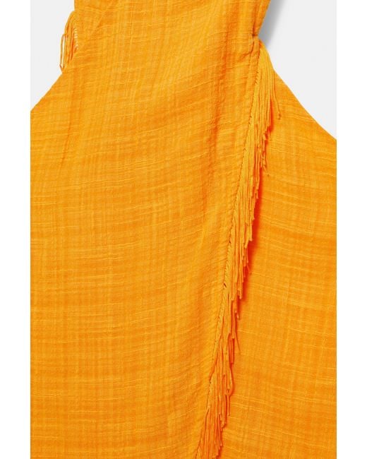 Pull&Bear Orange Neckholder-Top Mit Fransen