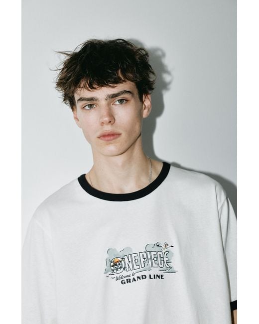 Pull&Bear White One Piece Rib T-Shirt for men