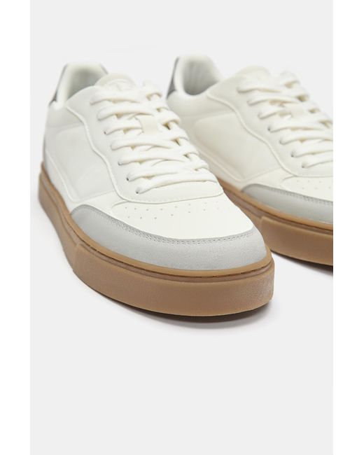 Pull&Bear White Casual Trainers With Detail for men
