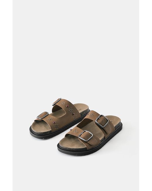 Pull&Bear Blue Studded Buckle Sandals for men