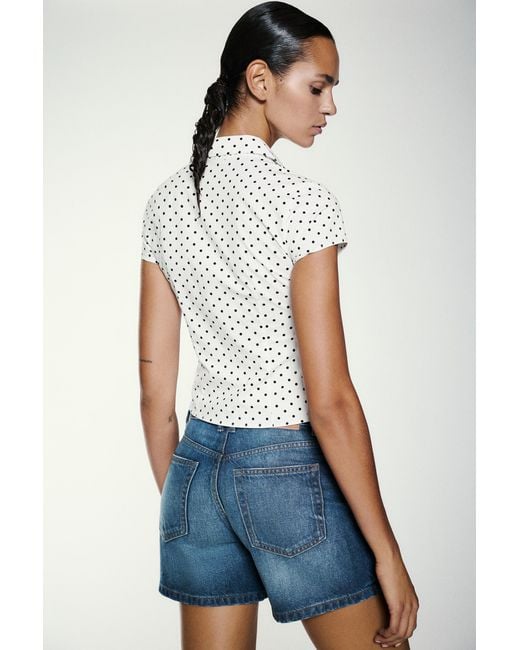Pull&Bear Blue Fitted Toggle Shirt