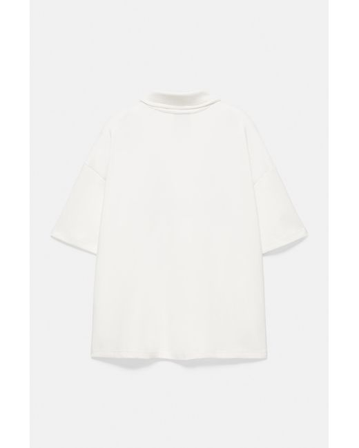 Polo Interlock Graphique Zippé Pull&Bear pour homme en coloris White