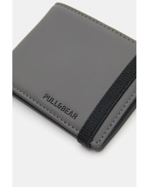 Pull&Bear Gray Rubberised Wallet for men
