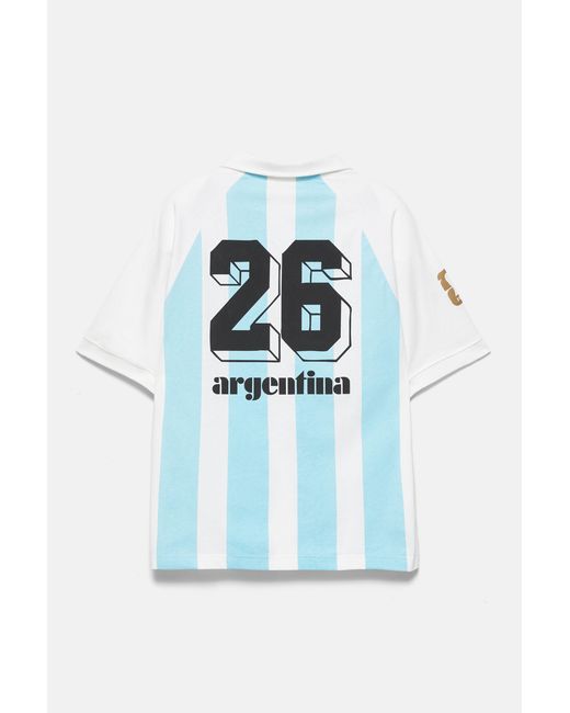 Pull&Bear Blue Argentina Fifa World Cup 26 Polo Shirt for men