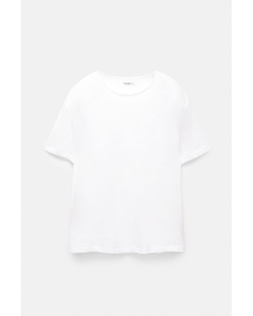 Pull&Bear White T-Shirt With Unfinished Trims