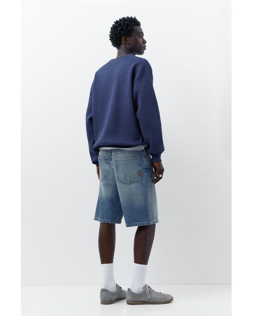 Pull&Bear Blue Baggy Denim Bermuda Shorts for men
