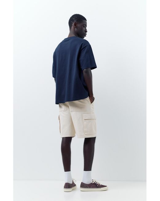 Pull&Bear Blue Baggy Cargo Bermuda Shorts for men