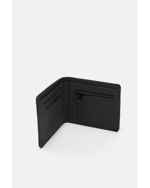 Pull&Bear Black Embossed Nylon Stwd Wallet for men