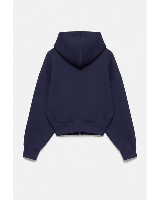 Pull&Bear Blue Neoprene-Effect Zip Hoodie
