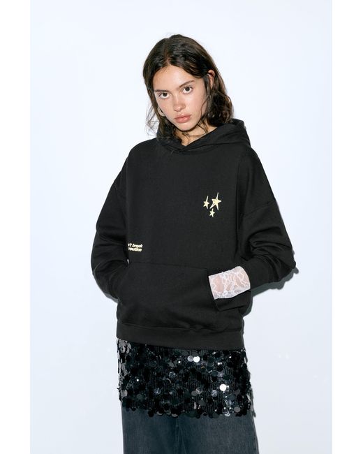 Pull&Bear Black Star Hoodie