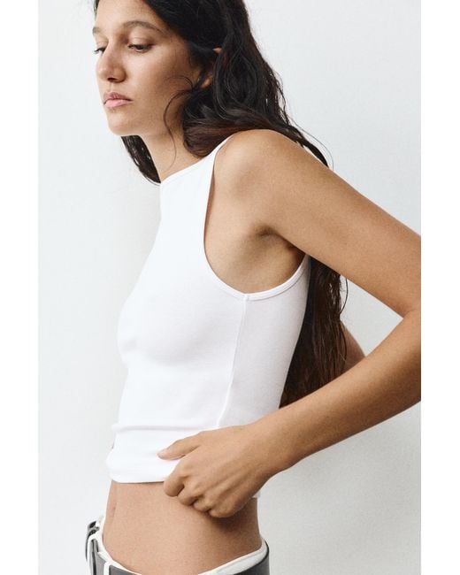 Pull&Bear Tanktop Met Boothals in het White