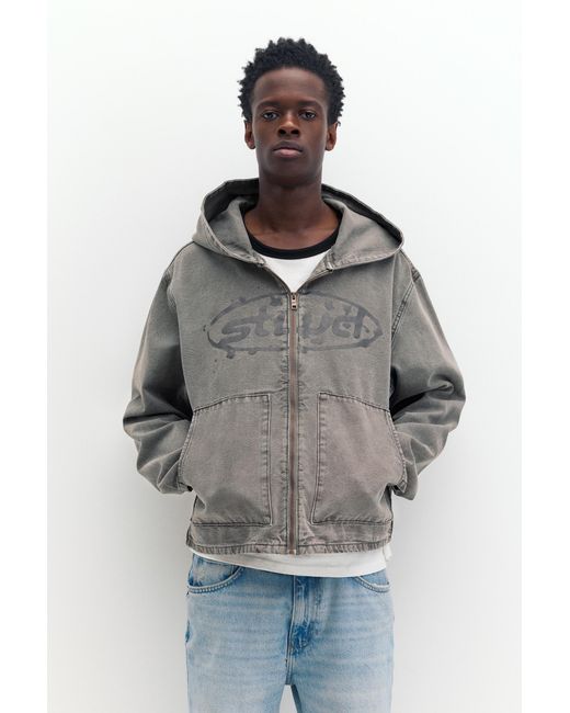 Pull&Bear Gray Stwd Hooded Jacket for men