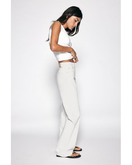 Pull&Bear White High-Waist Wide-Leg Jeans