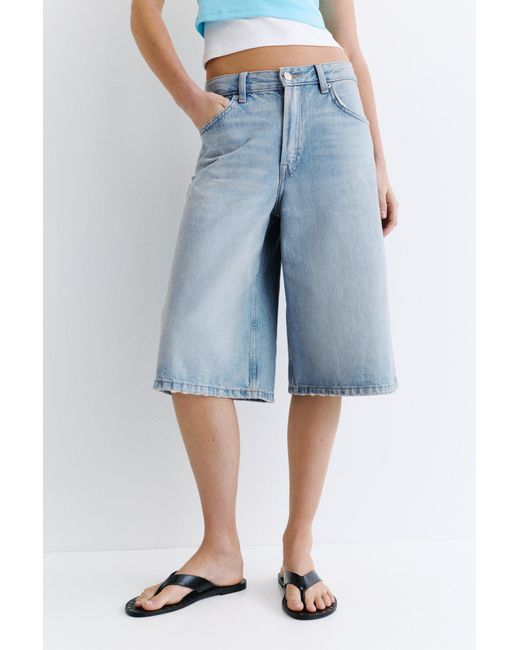 Pull&Bear Blue Low-Rise Denim Jorts